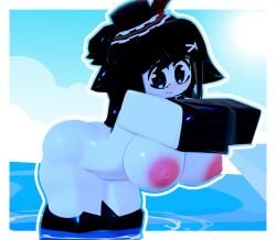 1girls 3d areolae ass big_breasts black_hair breasts exposed_breasts female girl in_water l1ztroy nipples roblox robloxian source_request tagme thighs white_skin