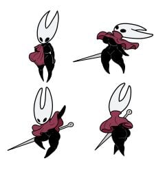 absurd_res anthro arthropod ass big_breasts big_butt black_body black_eyes breasts cloak cloak_only clothing empty_eyes featureless_breasts featureless_crotch featureless_feet feet female front_view hi_res holding_object holding_weapon hollow_knight hornet_(hollow_knight) huge_breasts huge_butt insects leaked_silksong_sprite methados multiple_poses navel pink_cloak pink_clothing pose rear_view simple_background solo team_cherry thick_thighs undressing weapon white_background white_body wide_hips