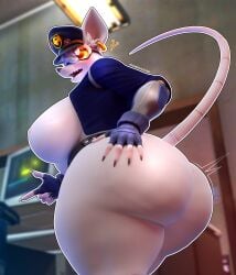 anthro big_ass big_breasts huge_ass huge_breasts looking_back mechanicalstage officer_flint_(foretbwat) rat rat_tail voluptuous voluptuous_female