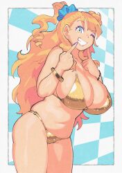 1girls big_breasts bikini blonde_hair breasts female female_focus female_only galko golden_bikini golden_week huge_breasts inkerton-kun inkuusan light-skinned_female light_skin long_hair oshiete!_galko-chan thick_thighs voluptuous voluptuous_female