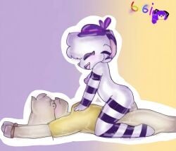 1boy1girl anthro breasts closed_eyes cowgirl_position female gigidonut male mounting piggy_(game) poker_face pony_(piggy) small_breasts zizzy_(piggy)