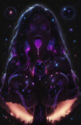1girls ai_generated breasts female female_focus galaxy no_sound paizuri pov solar_system solo_focus straight tagme titjob tongue_out video