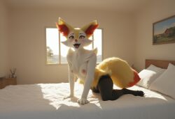 ai_generated anthro anthropomorphic beautiful bedroom big_breasts blue_eyes braixen breasts breeding_request female fox fox_girl fur furry generation_6_pokemon impregnation_request in_heat inviting_to_sex kneeling_on_ground looking_at_viewer on_knees pokemon pokemon_(species) seductive seductive_look seductive_smile sexy sexy_body sexy_pose tits_out wet_pussy