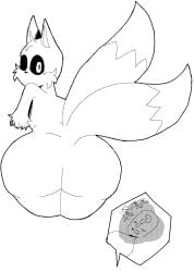 2_tails ass_focus blush blushing double_tail facesitting fat_ass implied_facesitting looking_at_viewer missing_arm question_mark rule_63 sonic.exe sonic.exe_(series) staring_at_viewer tagme tail tails thick_thighs