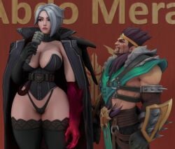 1girls abdomera draven female jericho_swain league_of_legends meme ninfrock rule_63 screenshot thick_thighs white_hair