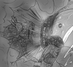 1boy 1futa 1girl ass beast_rimming beastiality black_and_white fart fart_fetish farting_in_face female horse horse_anus horsecock huge_anus huge_ass juicy_butt lipstick_mark male monochrome penis puffy_anus rimming saltychocolate3 tongue tongue_out