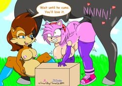 amy_rose anal asmartboy big_belly breasts cum cum_inflation elbow_gloves equine gloves horse horsecock inflation latex latex_gloves leggings nipple sally_acorn sonic_(series) stockings stomach_bulge zoophilia