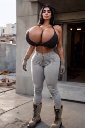 1girls abs absurd_res ai_generated animated bimbo boots brunette fake_breasts female female_only gloves huge_breasts hyper_breasts jeans looking_at_viewer lukdorf08 milf multiple_boys pdg3dx thick_thighs topwear video