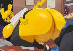 1boy 1boy1girl 1girls absurd_res anthro anthrofied ass ass_focus audience back_view backboob bent_over big_ass big_breasts black_body black_eyes black_fur blue_body blue_fur blush bottom_heavy breasts breasts_bigger_than_head bubble_butt busty clothed clothing curvaceous curvy curvy_female digital_media_(artwork) eyebrows eyelashes fat_ass female fur furry generation_1_pokemon generation_3_pokemon generation_4_pokemon glasses glistening glistening_body group hi_res hourglass_figure huge_ass huge_breasts imago_ic imminent_rimming imminent_sex looking_at_viewer looking_back lucario male male/female minun motion_lines nintendo pikachu plusle pokemon pokemon_(species) public public_nudity sweat sweatdrop sweaty sweaty_ass sweaty_butt thick_thighs twitter_link voluptuous voluptuous_female weavile wide_hips yellow_body yellow_fur
