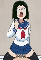 1boy 1girls ai_generated cowgirl_position crying cum cum_in_pussy female kurata_tome male mob_psycho_100 pussy scar school_uniform scream vaginal_penetration