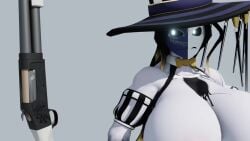 1girls 3d breasts eelia_(vanilla1145) female gun humanoid nipples shorter_than_10_seconds shotgun solo solo_female tagme vanilla1145 video