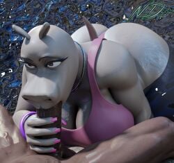3d anthro ass big_butt blender_cycles clothing common_hippopotamus digital_media_(artwork) dreamworks duo erection female genitals gloria_(madagascar) hi_res hippopotamid huge_butt human looking_up madagascar_(series) male male/female mammal neondonut nude oral penetration penis pool public public_sex sex swimwear wet