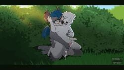 2boys anal anal_sex animated anthro balls bat closed_eyes cum cum_in_ass cum_inside cum_on_balls cum_on_fingers cum_on_grass cum_on_hand cum_on_penis cumshot furry gay glasses handjob letodoesart male male/male male_only masturbation open_mouth otter pebble_(letodoesart) penis sex teeth tongue yaoi