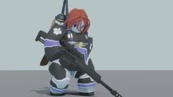 animated blocky_body blue_body blue_mantis_(isle) blue_skin cubic_body gun isle_(roblox) no_sound red_hair roblox roblox_game robloxian shadow shooting_gun tagme thick_legs thick_thighs vanilla1145 video