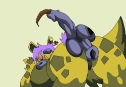 ambiguous_gender anthro anus big_breasts breasts ejaculation feces filthivore futanari genitals gynomorph hallion_the_hyaenodon hands-free hi_res hyaenodon hyaenodontid intersex mammal nipples penis puffy_anus puffy_nipples scatplay solo