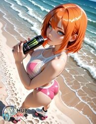 1girls 2025 ai ai_assisted ai_generated alyxhub beach bikini blowjob drinking female female_focus gagging ginger ginger_hair hi_res high_resolution highres looking_at_viewer monster_energy oc original_character posing posing_for_the_viewer pov pov_eye_contact seductive seductive_eyes seductive_gaze seductive_look seductive_mouth seductive_pose seductive_smile standing thighs tight_clothing wet_shirt
