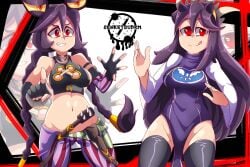 big_ass big_breasts big_butt big_thighs big_titties blush clothing cosplay curvaceous curvaceous_female curvaceous_figure curvy curvy_figure curvy_hips drmsenketsu female female_focus female_only filia jinx_(cosplay) looking_at_viewer purple_hair skullgirls toriel_(cosplay)