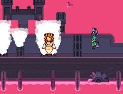 2_frame_animation animated canid canine ceroba_ketsukane chujin_ketsukane clothed clothing clothing_lift digital_media_(artwork) dress dress_lift duo female fox male mammal monster no_underwear pixel_(artwork) pixel_animation short_playtime steam storybound undertale_(series) undertale_yellow