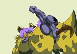 ambiguous_gender anthro anus big_breasts breasts ejaculation feces filthivore futanari genitals gynomorph hallion_the_hyaenodon hands-free hi_res hyaenodon hyaenodontid intersex mammal nipples penis puffy_anus puffy_nipples scatplay solo
