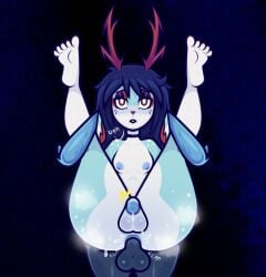 alternative_fashion ambiguous_gender anal anal_orgasm anal_sex anthro antlers ass big_butt blue_body bodily_fluids breasts disgust ejaculation femboy goth hair hands-free horn humanoid jackalope lagomorph long_hair male male/male mammal musk nipples orgasm paws penetration pilosan red_eyes rubber2d sex sloth sweat thick_thighs xenarthran