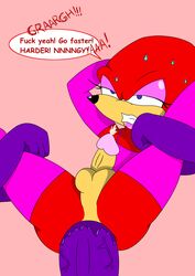 anal anal_penetration asmartboy balls big_the_cat crossdressing cum elbow_gloves femboy girly knuckles_the_echidna leggings penis sonic_(series) stockings yaoi