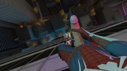 1boy 1girls 3d black_cat_(insomniac) black_cat_(marvel) building felicia_hardy imminent_penetration imminent_sex marvel marvel_comics peter_parker skyliner79 spider-man spider-man_(ps4) spider-man_(series) stroking_penis superhero video_game_character