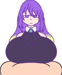 <1_second_video 1boy 1girls 5:6 animated beat_banger blank_stare female hololive hololive_indonesia hololive_indonesia_area_15 huge_breasts lewdlymn looking_at_viewer male moona_hoshinova paizuri paizuri_under_clothes shorter_than_10_seconds straight tagme titjob video virtual_youtuber