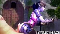 3d animated apple_butt areolae ass batyastudio blender breasts buttjob clothed_female_nude_male eichenwalde_(map) erection female long_penis male no_sound overwatch penis straight video widowmaker