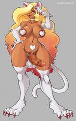 1futa balls bimbo bimbofication breast_expansion breasts darkstalkers felicia_(darkstalkers) foreskin futa_only futanari intersex large_breasts ourflatcoat penis precum solo transformation uncut