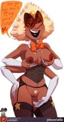 1girls 2girls 3girls breasts cartoon_network female female_only garter_belt gem_(species) gem_fusion multiple_girls nipples pubic_hair pussy sardonyx_(steven_universe) scaitblue solo star-shaped_pubic_hair steven_universe thighhighs