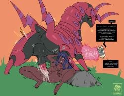ahe_gao animal_genitalia animal_penis antennae_(anatomy) anus aphrodisiac areola arthropod backsack balls big_balls big_breasts big_penis black_balls black_body blue_eyes blue_hair blue_lips blue_lipstick blush blush_lines bodily_fluids breasts brown_body brown_skin caramelroses cum cum_from_vagina cum_in_vagina cum_inside dialogue duo_focus ejaculation electronics english_text equine_genitalia equine_penis erection eyebrows eyelashes fan_character feet female female_human female_on_feral female_penetrated feral feral_penetrating feral_penetrating_female feral_penetrating_human from_front_position fucked_silly generation_4_pokemon generation_5_pokemon genital_fluids genitals grass group hair hand_on_another's_thigh hand_on_leg hand_on_own_leg hand_on_own_thigh hand_on_thigh happy happy_sex heart_reaction heart_speech_bubble heart_symbol hi_res huge_cock human human_on_feral human_penetrated interspecies larger_feral larger_male leaking leaking_vagina lips lipstick looking_at_another looking_at_genitalia looking_at_partner looking_at_penis looking_back looking_pleasured lying lying_on_ground magenta_body makeup male male/female male_feral male_on_human male_penetrating male_penetrating_female mammal markings medial_ring moan motion_lines multicolored_body narrowed_eyes nintendo nipples nude nude_female nude_human on_back on_ground orgasm orgasm_face penetration penile penile_penetration penis penis_in_vagina phone pkmn_researcher_abby plant pokemon pokemon_(species) pokephilia purple_markings raised_eyebrows raised_inner_eyebrows red_penis rotom saliva scolipede sex shaking signature simple_background simultaneous_orgasms size_difference smaller_female smaller_human smile smoke smoke_from_nose sound_effects speech_bubble spiked_penis spikes spikes_(anatomy) spread_legs spreading stomach_bulge sweat sweatdrop tail teeth text thick_thighs toes tongue tongue_out tremble_spikes trembling trio two_tone_body vaginal_fluids vaginal_penetration vaginal_penetration vocalization vulva yellow_sclera zoophilia