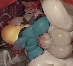 2024 anal anal_orgasm anal_sex anthro ball_size_difference balls big_balls big_penis blue_balls blue_body blue_fur blue_penis blush bodily_fluids breasts canid canine cum cum_while_penetrated cumshot ejaculation erection fur generation_3_pokemon generation_4_pokemon genital_fluids genitals glans gynomorph gynomorph/male gynomorph_penetrating gynomorph_penetrating_male hands-free hi_res huge_balls huge_cock humanoid_genitalia humanoid_penis hyper hyper_balls hyper_genitalia hyper_penis intersex intersex/male intersex_penetrating intersex_penetrating_male japanese_text looking_at_viewer lucario male male_penetrated mammal nintendo nipples orgasm orgasm_face penetration penis penis_size_difference pink_glans pokemon pokemon_(species) red_eyes sex smile stomach_bulge sweat sweaty_balls sweaty_genitalia sweaty_legs sweaty_penis sweaty_thighs syuro text tongue tongue_out translation_request white_balls white_body white_fur white_penis zangoose