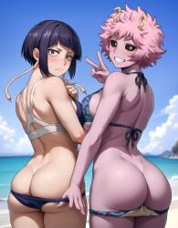 2girls alternate_version_available ashido_mina ass ass_focus big_ass big_breasts bikini blush blushing_at_viewer breasts curvaceous curvy curvy_female female female_focus female_only huge_breasts ishigaki_takashi kyoka_jiro large_breasts light-skinned_female light_skin looking_at_viewer mina_ashido my_hero_academia reward_available round_butt short_hair slim_waist thick_ass thick_thighs thighs wide_hips