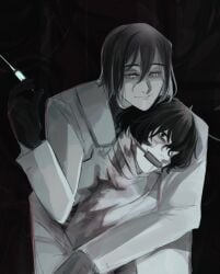 2boys blood bsd bungo_stray_dogs bungou_stray_dogs dazai_osamu doctor dostozai fyodor_dostoevsky fyozai gag gagged male male/male male_only maledom malesub muffled n0cturnalcm needle patient smile tumblr x yaoi