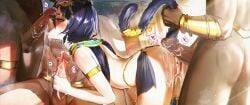 1girls bleach cum cum_in_ass cum_in_mouth cum_in_pussy cum_inside female kuchiki_rukia male multiple_boys penis waligner