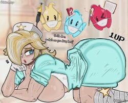 big_ass big_breasts big_thighs blonde_female blonde_hair cyan_clothing cyan_eyes doggy_style gloves incoming_sex lemiko_artzz luma nintendo nurse nurse_clothing nurse_uniform princess_rosalina super_mario_bros.