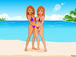 2girls age_difference aged_up alternate_version_available ann_possible arms_behind_back artist_name bare_shoulders barefoot beach big_breasts bikini bikini_bottom bikini_top blue_eyes busty cleavage curvy daughter day detailed_background disney disney_channel duo ear_piercing earrings erect_nipple erect_nipples eyeliner female female_only fnbman front_view green_eyes hair_over_one_eye hand_behind_back hands_behind_back hourglass_figure human kim_possible kimberly_ann_possible large_breasts lipstick long_hair looking_at_viewer makeup mature midriff milf mother mother_and_daughter multiple_females multiple_girls nipple_bulge ocean older orange_hair outdoor outdoors outside piercing pose posing red_lipstick sand shadow shiny shiny_skin standing straight_hair swimsuit teenage text voluptuous water wide_hips