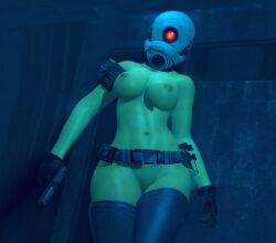 belt big_breasts breasts breasts combine_assassin flaunting gun half-life half-life_2 half_naked mask pose posing stockings