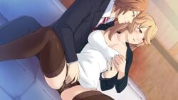 eroge fingering hentai maid partially_clothed suit