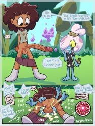 2koma all_the_way_to_the_base amphibia amphibian anne_boonchuy anthro ass backsack balls_deep blightstar blue_body brown_hair comic cum cum_in_pussy cum_in_pussy cum_inside dialogue disney dress english_text flailing forced frog_girl futanari futanari hair_over_one_eye hair_up human_on_anthro impregnation instant_loss instant_loss_2koma interspecies interspecies_impregnation looking_at_penis maddie_flour magic_penis mating_press outdoors outside plap potion reeds school_uniform shirt skirt_down socks speech_bubble sperm_meets_ovum suprised tagme thai veiny_penis yellow_sclera