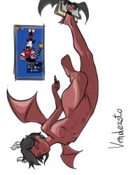 1girls brawl_stars colette_(brawl_stars) completely_nude defeated demon_colette_(brawl_stars) demon_girl female naked nude red_body red_skin supercell upside-down variations