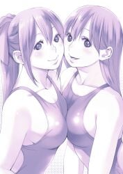 2girls absurd_res absurdres bare_arms bare_shoulders bare_skin bikini blush blush_face blushed_face blushing_face blushing_female boobs_pressed breast_press breast_press_on_chest breast_squeeze breasts breasts_press breasts_pressed_against_another breasts_pressed_against_partner breasts_pressed_together busty busty_female busty_girl busty_teen cleavage closed_mouth_smile collarbone curvy curvy_body curvy_female curvy_figure curvy_teen dot_nose exposed_arms exposed_shoulders exposed_skin face_to_face fair_skin female female_focus female_only hair_between_eyes hair_ribbon hair_tie head_tilt high_resolution high_school_student highres large_breasts lean_body lean_figure lesbian_couple lesbian_focus lesbian_only light-skined_female light-skinned light-skinned_female light_skin light_skin_female light_skinned light_skinned_female lips long_hair looking_at_viewer macosee monochrome multiple_females multiple_girls narrow_waist one-piece_swimsuit open_mouth open_mouth_smile original original_art original_artwork original_character parted_lips ponytail pressing_breast_on_partner pressing_breasts pressing_breasts_together pushing_breasts_together ribbon school_girl school_girls shoulders sideboob sidelocks simple_background slender_body slender_waist slim_girl slim_waist smile smiley_face smiling smiling_at_viewer smirk smooth_skin squeezing_breast squeezing_breasts squeezing_breasts_together standing swimsuit swimwear teen_girl teenage_girl teenage_girls teenager thin_waist tilted_head tongue upper_body white_background yuri yuri yuri