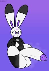 1boy anthro bell_collar big_balls blush bottom_heavy bunny choker collar evilfiendish femboy fur furry huge_balls huge_cock hung_trap hyper_penis mare_(evilfiendish) musk musk_clouds musky_cock purple_eyes thick_thighs