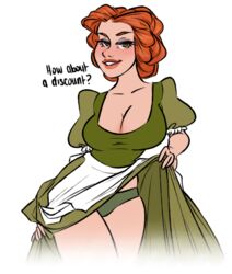 apron background_character beauty_and_the_beast caucasian caucasian_female disney french_peasant_woman french_woman_#3 green_eyes human nark pantyshot peasant peasant_woman red_hair stripping tagme