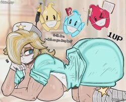 ass big_ass big_breasts big_thighs blonde_female blonde_hair blush dekiru_nsfw doggy_style face_mask gloves incoming_sex luma masked_female nurse nurse_clothing nurse_uniform princess_rosalina