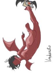 1girls brawl_stars colette_(brawl_stars) completely_nude defeated demon_colette_(brawl_stars) demon_girl female naked nude red_body red_skin supercell upside-down variations