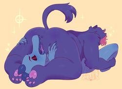 2017 69_position anthro anus ass bea_(nitw) dongoverlord feet feline female fur hair licking mae_(nitw) mammal night_in_the_woods nude oral sex simple_background slightly_chubby tongue tongue_out yuri