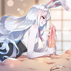 1boy 1girls ai_generated balls big_balls big_penis black_eyes carrot_(one_piece) cum darklust ejaculation eustass_kid fur furry furry_female gigantic_breasts handjob huge_balls huge_breasts huge_cock light-skinned_male light_skin long_hair massive_breasts muscular_male nude nude_male one_piece penis rabbit rabbit_ears rabbit_girl rabbit_humanoid rabbit_tail red_pupils shounen_jump smiling squatting sulong_carrot sweat sweatdrop thick_body thick_female tongue_in_mouth voluptuous voluptuous_female white_body white_fur white_hair white_skin