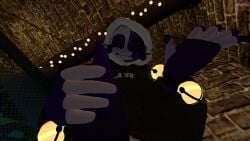 cute cute_face daycare_attendant_(fnaf) holding_penis loving_look purple_eyes purple_penis tentacle upward_shot vrchat wholesome wholesome_nudity worship