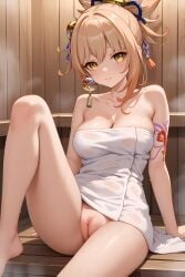 ai_generated arm_tattoo bangs big_ass big_breasts big_butt blonde_female blonde_hair blonde_hair genshin_impact hair_ornament high_resolution highres hoyoverse jasse puffy_pussy pussy tagme yoimiya_(genshin_impact)